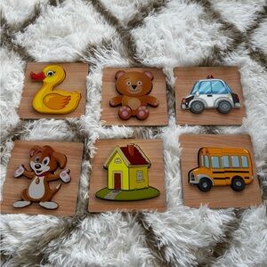 Wooden Animal and Vehicle Puzzle Set for Kids